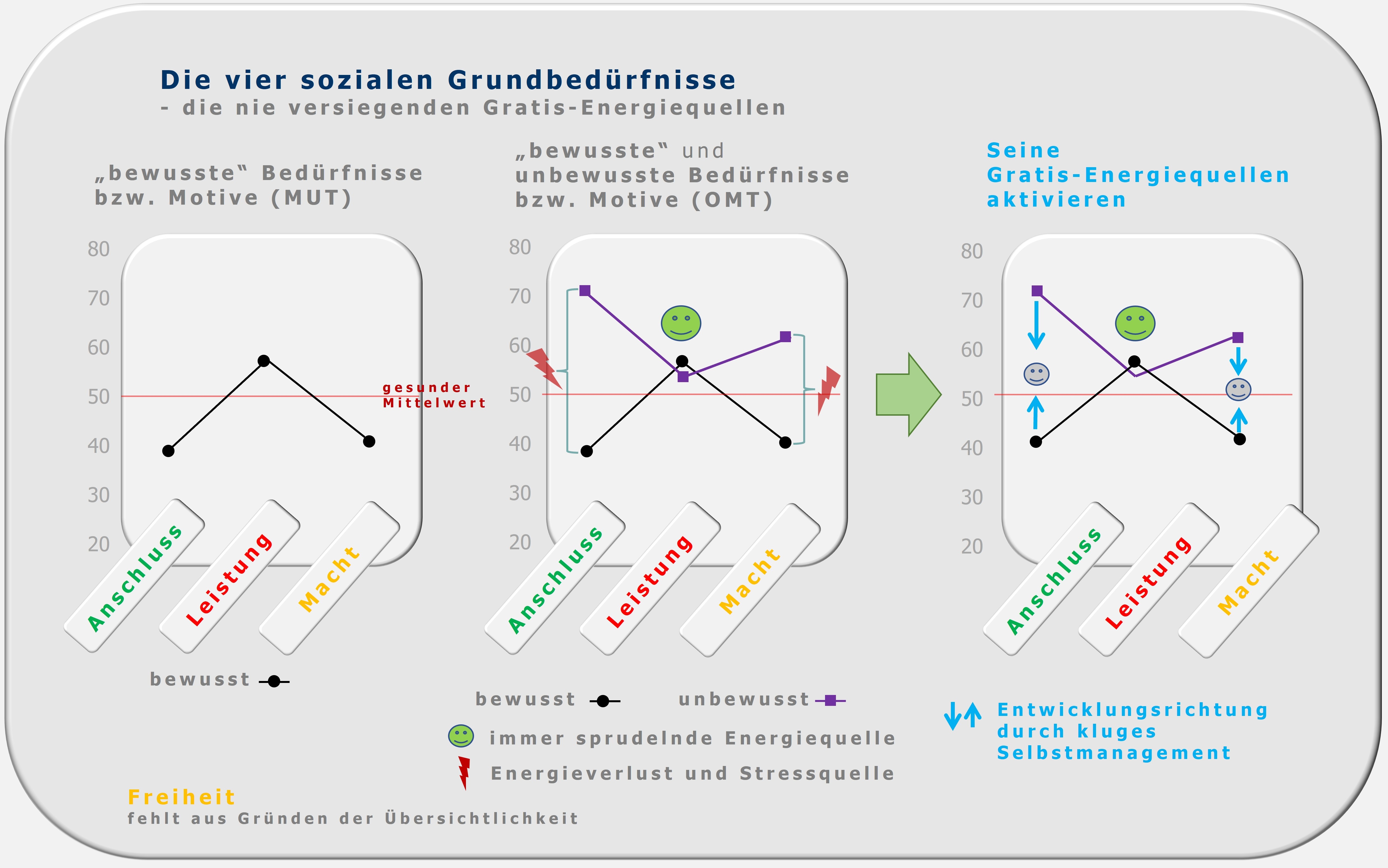 PSI-Theorie, unbewusste und bewusste Bedürfnisse/Motive, OMT, MUT,  Hartmut Neusitzer, Julius Kuhl, Maja Storch, Selbstmanagement, radikaler Wandel