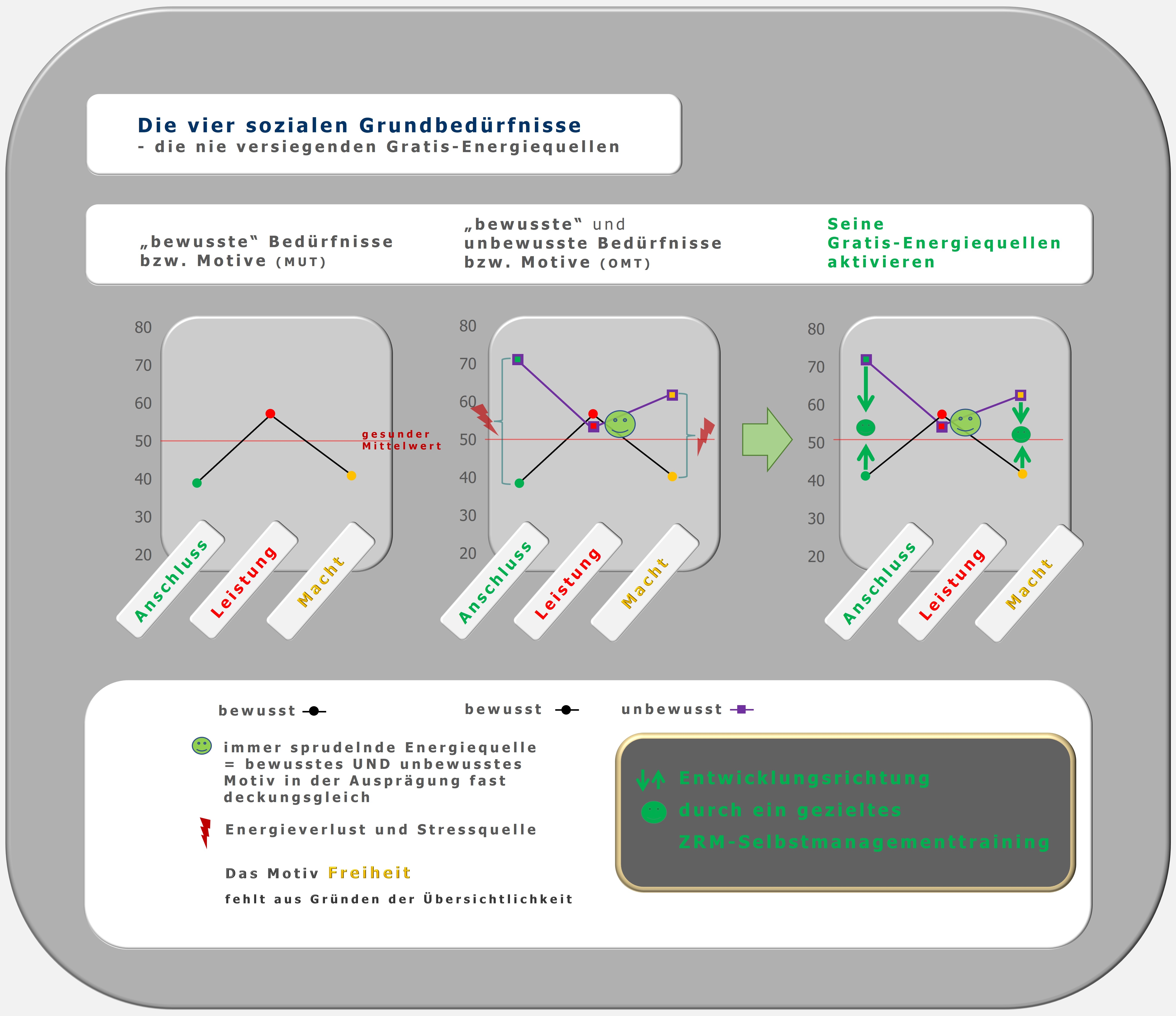PSI-Theorie, unbewusste und bewusste Bedürfnisse/Motive, OMT, MUT, Hartmut Neusitzer, Julius Kuhl, Maja Storch, Selbstmanagement, radikaler Wandel